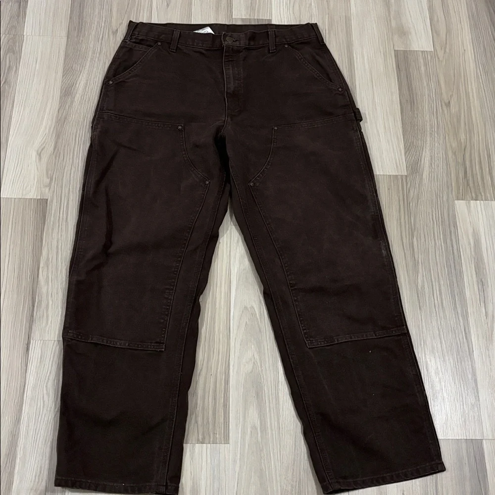 Carhartt Double Knee Canvas Work Distressed Pants Size 36x30 
Made In USA B136 - Picture 5 of 10